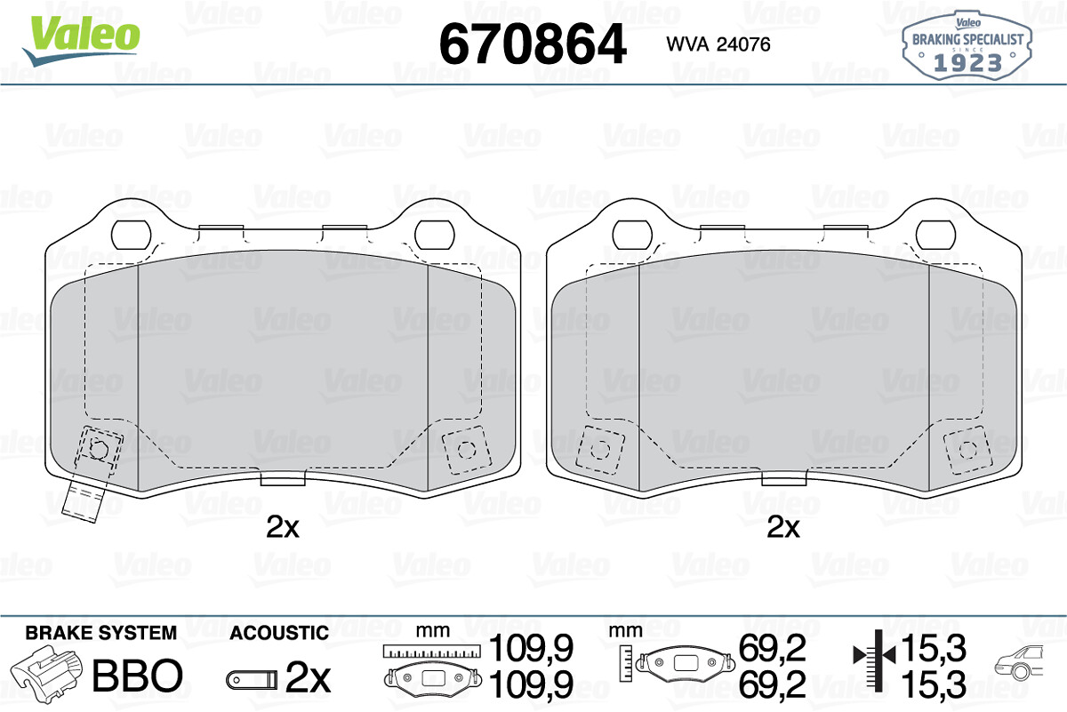 set placute frana,frana disc 670864 VALEO